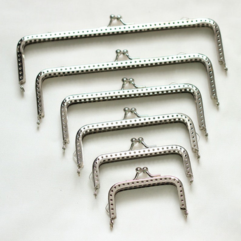 Rectangular Purse Frame, Clutch Bag Coin Purse Frame, Silver Tone Kiss Clasp Lock Sewing Bag Making Supplies 6.5/8.5/10/12/15/18/20cm image 3