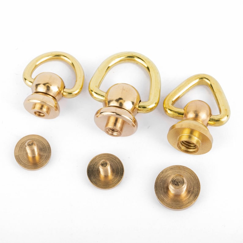 D-ring Wallet Swivel Post Screw Connector, Solid Brass Ball Post ...