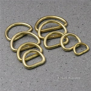 Strong & Thick D Ring Buckles,Solid Brass Split D Circle Loop Ring for Strap Bag Purse Belting Leather Carft Dog Leash DIY Hardware(10-38mm)