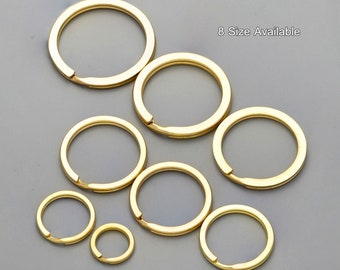 Thick Key Ring Supplies, Solid Brass Flat Split Keyring, Round Key Chain Connecter, Circle Loop Hardware, DIY Craft Making Finding (15-38mm)