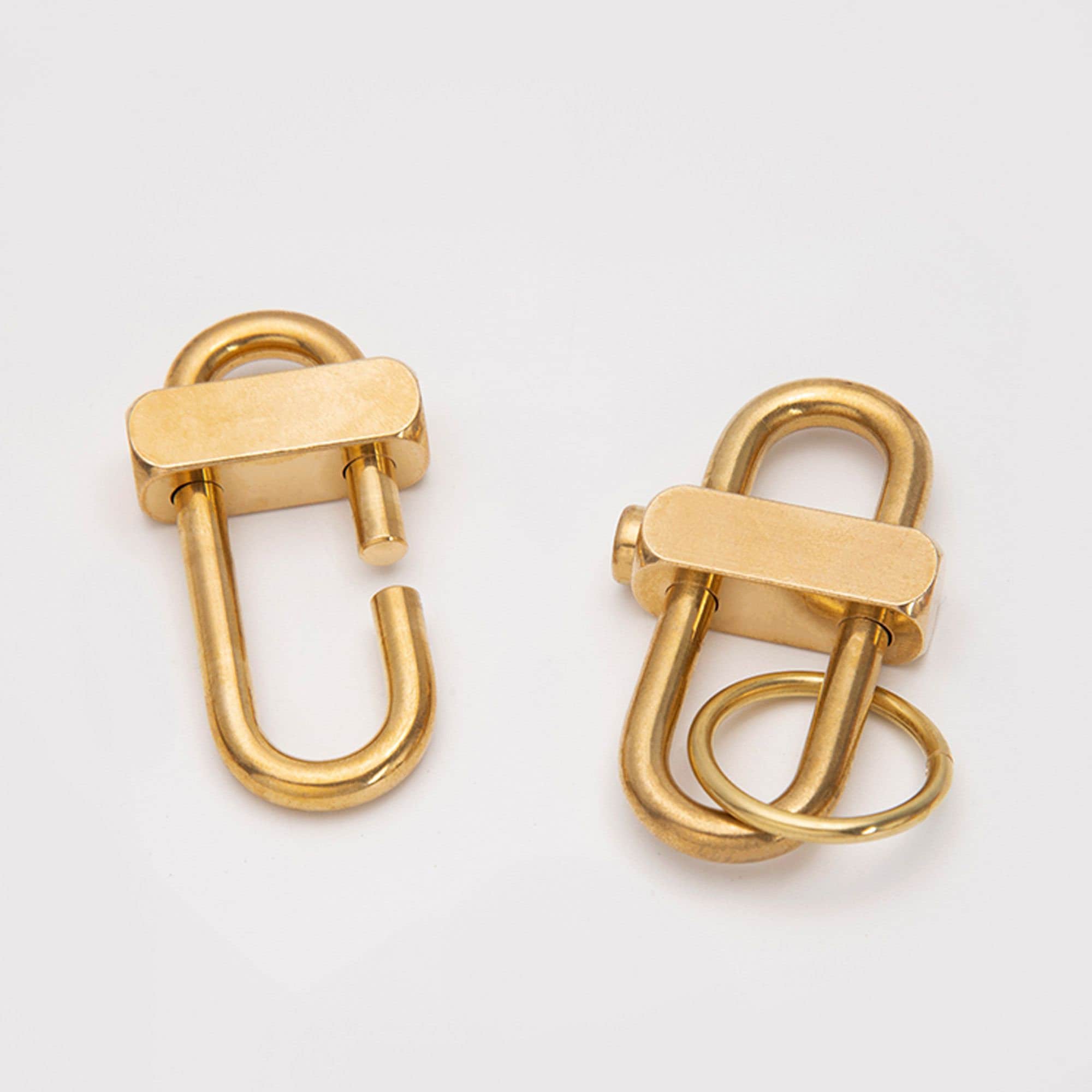 Key Rings That Lock Heavy Duty Solid Brass Oval Click Locking Snap Carabiner, Strong ...