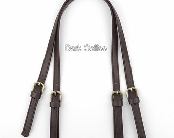 6 Maniglie Borsa In Pelle Con 24 Rivetti - Tracolle Ricambio Per Borse Fai Da Te - Bianco, Nero, Marrone - Foto 8