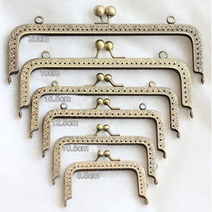 Cadre de porte-monnaie hypoallergénique, cadre de sac à main rectangulaire en métal bronze rétro, matériel de cadre de pochette de sac à main à coudre (6 tailles)