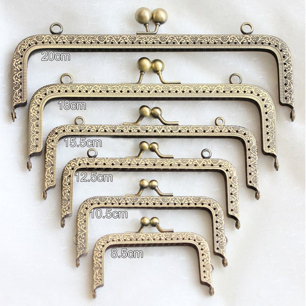 Cadre de porte-monnaie hypoallergénique, cadre de sac à main rectangulaire en métal bronze rétro, matériel pour le cadre de pochette de sac à main à coudre (6 tailles)