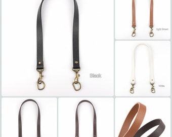 Strong & Thick Leather Bag Strap,PU Leather Shoulder Bag Purse Strap with Bronze Hooks and D Ring,65cm White Black Brown Crossbody Bag Strap