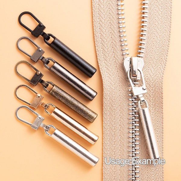 Tongue Zipper Puller Replacement for Small Hole Slider, Metal Zipper Pull-Tab Fastener Repair, Handbag Clothes Purse Hardware Accessories