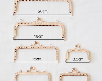 Telaio per pochette in metallo, telaio per borsellino portamonete, accessori per borse fatte a mano, accessori per borsette in metallo da cucito retrò color oro rosa (4" 5" 6" 7")