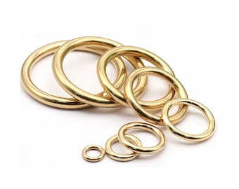 8-51mm Solid Brass Rings No Seam, Round O Ring Belt Strap Buckle,Heavy Duty Metal Ring Clasp, Macrame Hoop,Leather Craft Bag Making Hardware