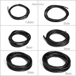 Genuine Round Leather Cord, Vegetable Tanned Leather Strap for DIY Braiding, Art and Craft Supplies (Raw Color/ Black/ Dark Coffee 1.5-6mm) image 5