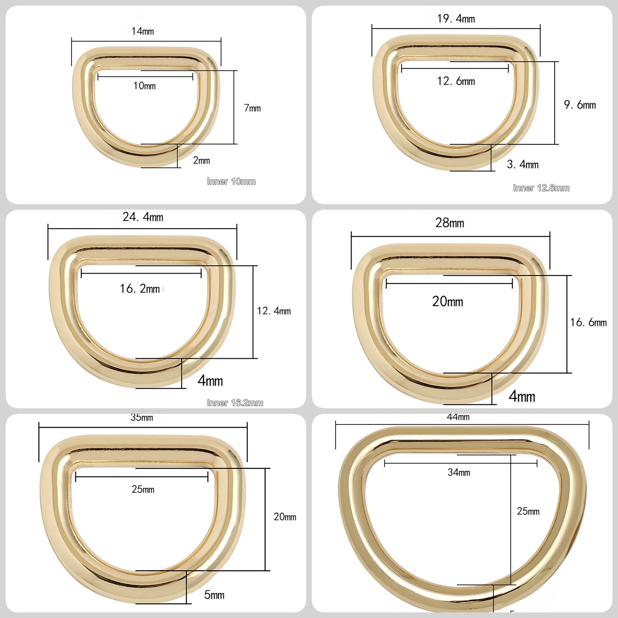 Seamless D Rings for Strap Bag Purse Belt Leather Craft, Metal D Ring ...
