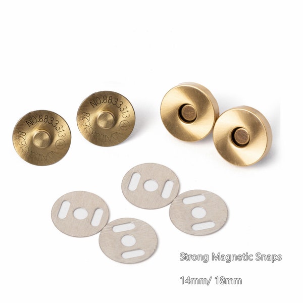 Strong Magnetic Snap with Prongs, Solid Brass Round Magnetic Button Fastener Clasp,for Leather Coat Jackets Bag Purse Belt DIY Craft Project