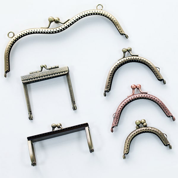 Sew-in Purse Frame, Antique Purse Frame Supplies, Bronze Tone Metal Purse Frame, M Shape/ Rectangular/Half Round Coin Purse Clutch Bag Frame