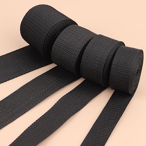 Black Webbing Belts- Webbing Fabric Ribbon Band Straps Dog Pets Collar Harness Outdoor Backpack Bag Parts-Polypropylene PP(15/20/25/30/50mm)