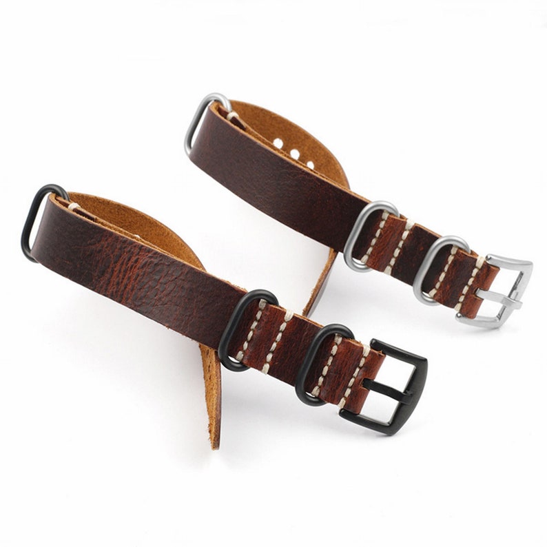 Genuine Leather Watches Strap Band Replacement with Pin Buckle 20mm 22mm 24mm Blue Brown Coffee Color image 7