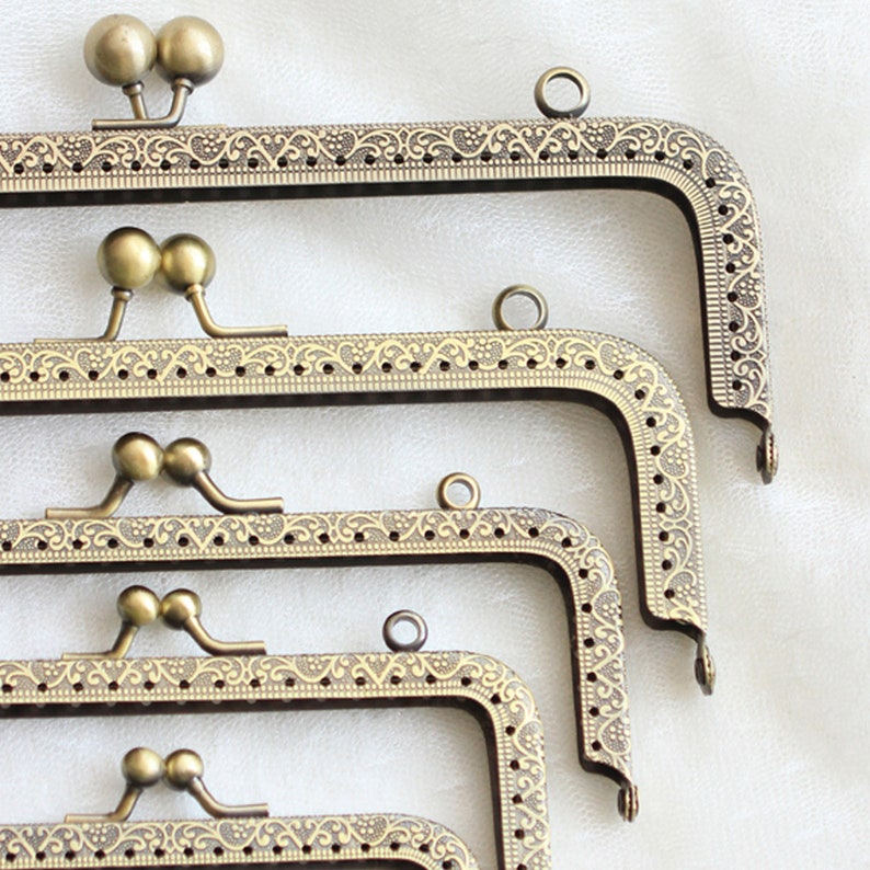 Hypoallergenic Coin Purse Frame, Retro Bronze Tone Rectangle Metal Purse Frame,Sew on Coin Bag Purse Pouch Bag Clutch Frame Hardware6 Size image 3