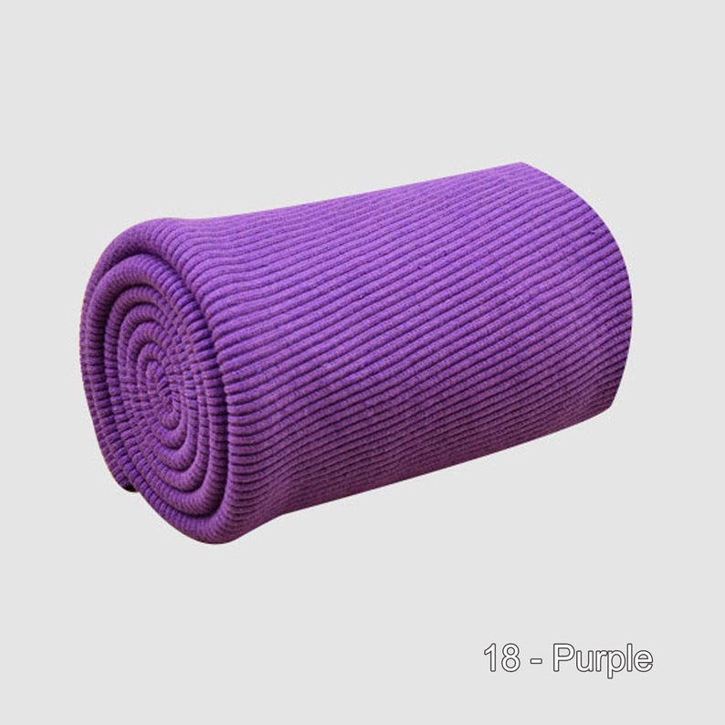 May include: A roll of purple ribbed knit fabric. 18 - Purple