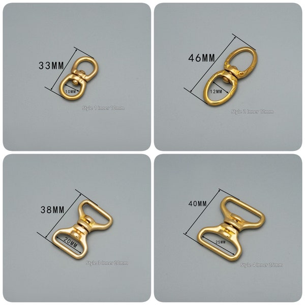 Swivel Hook with D Ring, Solid Brass Double Head D Loop Connector, Keychain Ring DIY Leathercraft Project Hardware Accessories