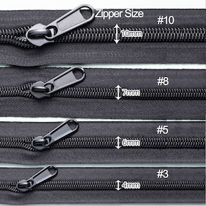 Zipper Tape and Pulls, Continuous Zipper Chain, #3 #5 #8 #10 Nylon Coil Zipper Replacement, Zipper Hardware Repair Kit (Puller Included)