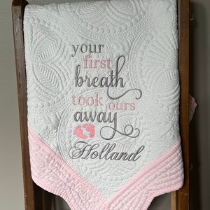 First Breath Baby Quilt, Personalized Baby Quilt Blanket, Monogrammed Baby Quilt Blanket, Personalized Baby Shower Gift, Baby Crib Blanket