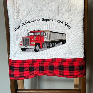 Semi Truck Baby Quilt. 18 Wheeler Baby Quilt. Personalized Baby Quilt, Custom Baby Blanket, Personalized Baby Shower Gift, Baby Crib Blanket