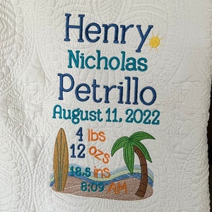 Embroidered Heirloom Quilt, Personalized Baby Quilt Blanket, Monogrammed Baby Quilt Blanket, Personalized Baby Shower Gift, Crib Blanket