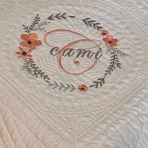 Embroidered Heirloom Quilt, Monogrammed Baby Quilt, Personalized Baby Quilt, Custom Baby Blanket, Personalized Baby Shower Gift, Crib Quilt