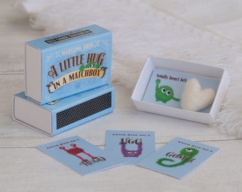 A Blue Little Hug In A Matchbox Gift, Thank You Gift, Best Friend Gift, Get Well Soon Gift, Gift For Dad, I'm Sorry Gift, Thank You Card