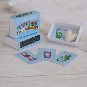 A Blue Little Hug In A Matchbox Gift, Thank You Gift, Best Friend Gift, Get Well Soon Gift, Gift For Dad, I'm Sorry Gift, Thank You Card