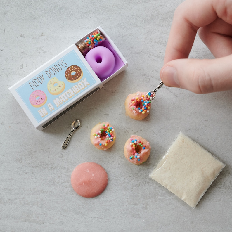 Make Your Own Diddy Donuts In A Matchbox, Miniature Food, Miniature Cooking, Baking Kit, Best Friend Gift, Birthday Gift image 2