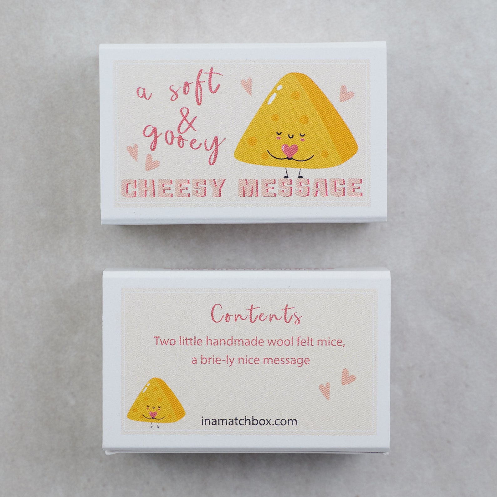Cheesy Message Wool Felt Mice in A Matchbox, Valentine's Gift ...
