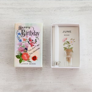 June Birth Flower Seeds In A Matchbox, Birthday Gifts For Her, Birthday Card For Her, Rose Birth Flower image 3