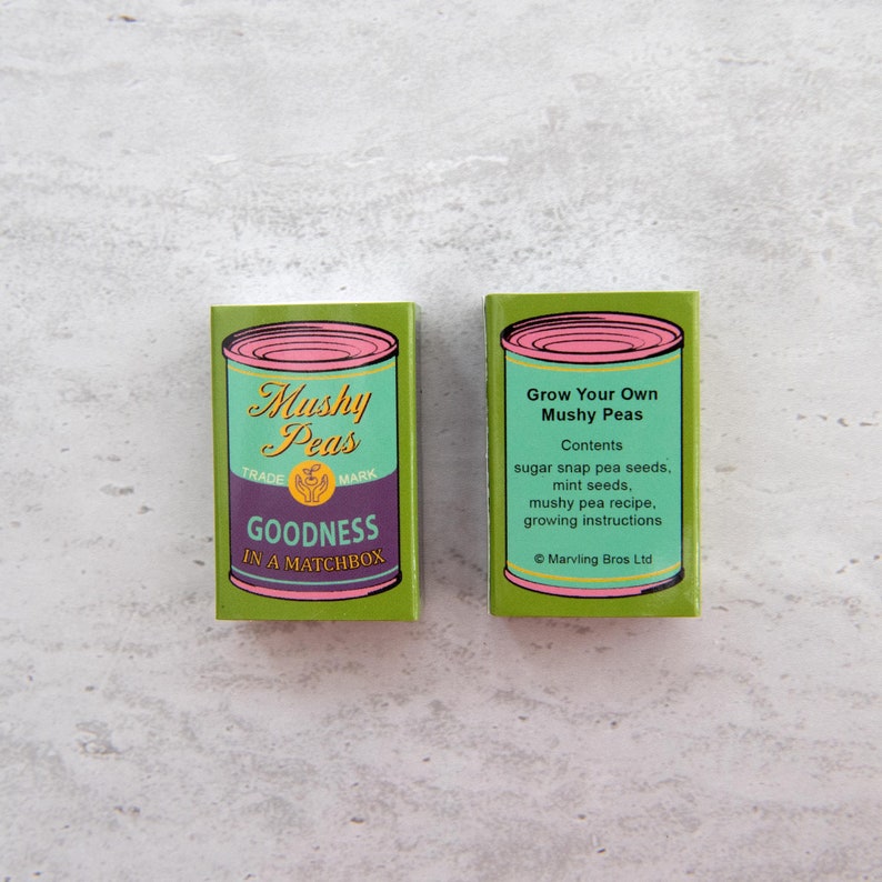 Pop Art Grow Your Own Mushy Peas In A Matchbox Funny Gift Gift For Boyfriend Birthday Gift For Him