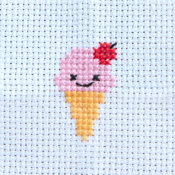 Kawaii Ice Cream Mini Cross Stitch Kit Mini Cross Stitch Kit