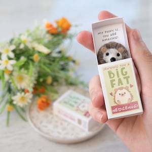 Sending You A Hedgehug Wool Felt Hedgehog In A Matchbox, Best Friend Gift, Pocket Hug, Hedgehog Gift, Congratulations Card