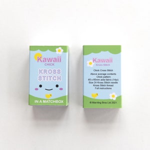 Kawaii Chick Mini Cross Stitch Kit, Best Friend Gift, Easter Gift, Gift For Kids, Kawaii Gift, Gift In A Matchbox image 6