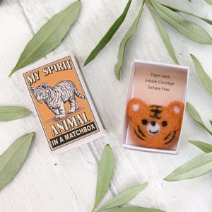 Wool Felt Tiger Spirit Animal Gift In A Matchbox, Best Friend Gift, Tiger Spirit Animal, Cute Tiger Gift