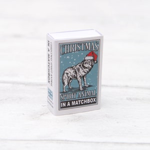 Wolf Christmas Spirit Animal Gift In A Matchbox, Wolf Gift, Cute Stocking Filler, Best Friend Gift, Secret Santa Gift image 4