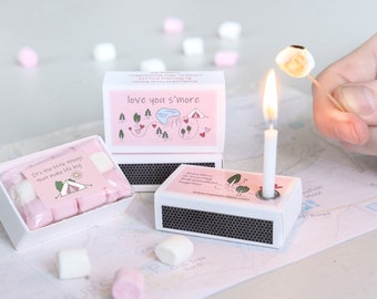 Love You S'more Mini Marshmallow Toasting Kit In A Matchbox, Gift For Girlfriend, Gift For Boyfriend, Best Friend Gift