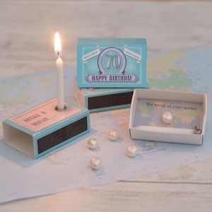 Happy 70th Birthday Gift For Her In A Matchbox, 70th Birthday Card, 70th Birthday Gift, Seventieth Birthday