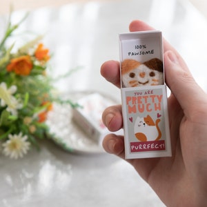 Pretty Much Purrfect Wool Felt Cat Gift In A Matchbox, Best Friend Gift, Cat Lover's Gift, Best Friend Card, Cat Card, Cat Gifts