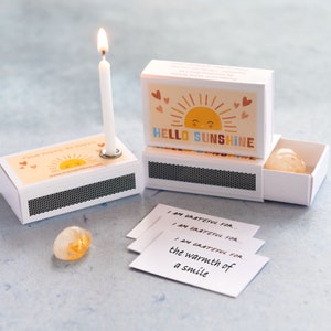 Hello Sunshine Mindfulness Gift In A Matchbox, Mindfulness Candles, Gratitude, Best Friend Gift, Happy Gift