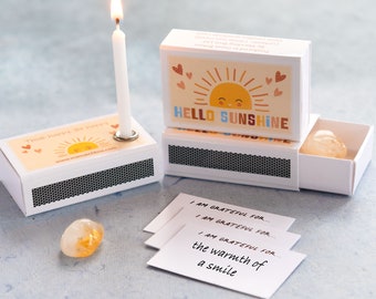 Hello Sunshine Mindfulness Gift In A Matchbox, Mindfulness Candles, Gratitude, Best Friend Gift, Happy Gift