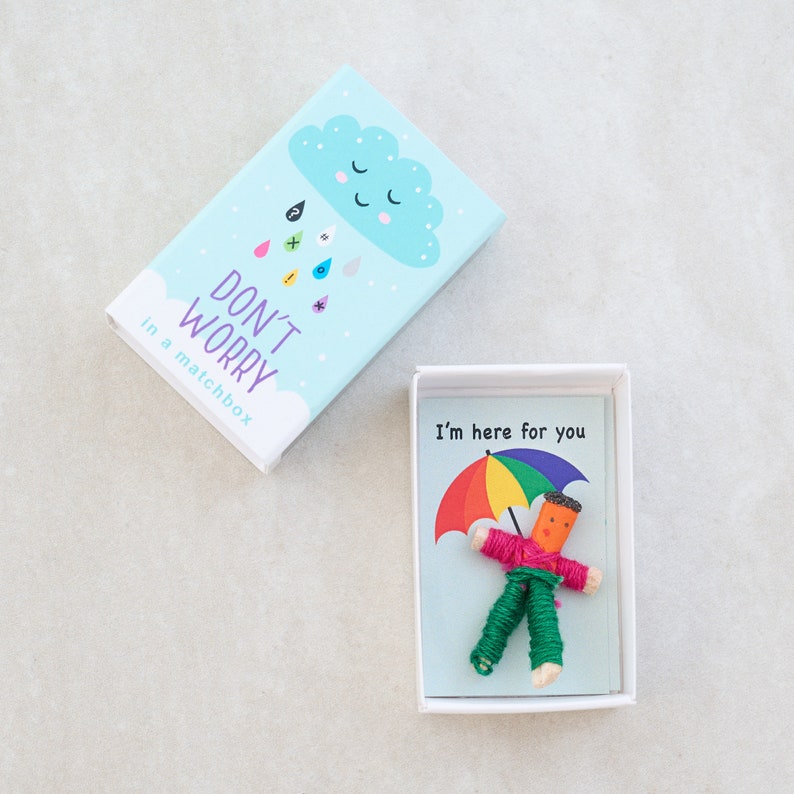 Don't Worry Doll In A Matchbox, Best Friend Gift, Positivity Gift, image 2
