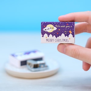 Boîte à musique de Noël dans une boîte d'allumettes, Père Noël secret, Bas de Noël pour enfants, Carte de Noël alternative