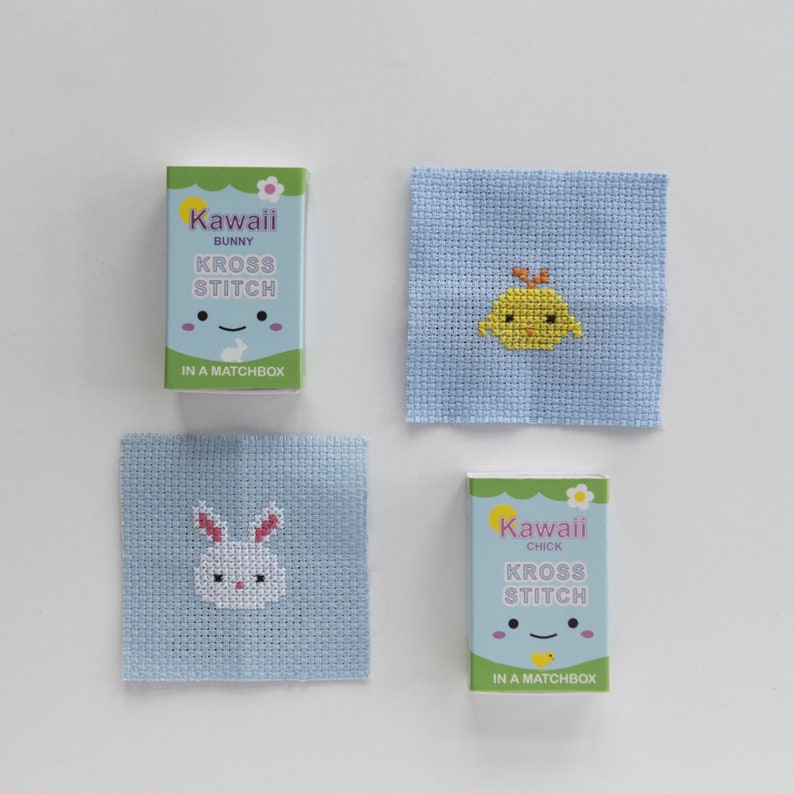 Kawaii Chick Mini Cross Stitch Kit, Best Friend Gift, Easter Gift, Gift For Kids, Kawaii Gift, Gift In A Matchbox image 8