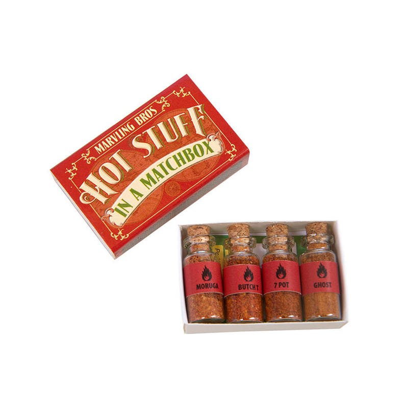 Hot Stuff In A Matchbox, 's werelds heetste chilipoeder, Foodie cadeau, Valentijnsdag cadeau voor hem, cadeau voor vriend afbeelding 4