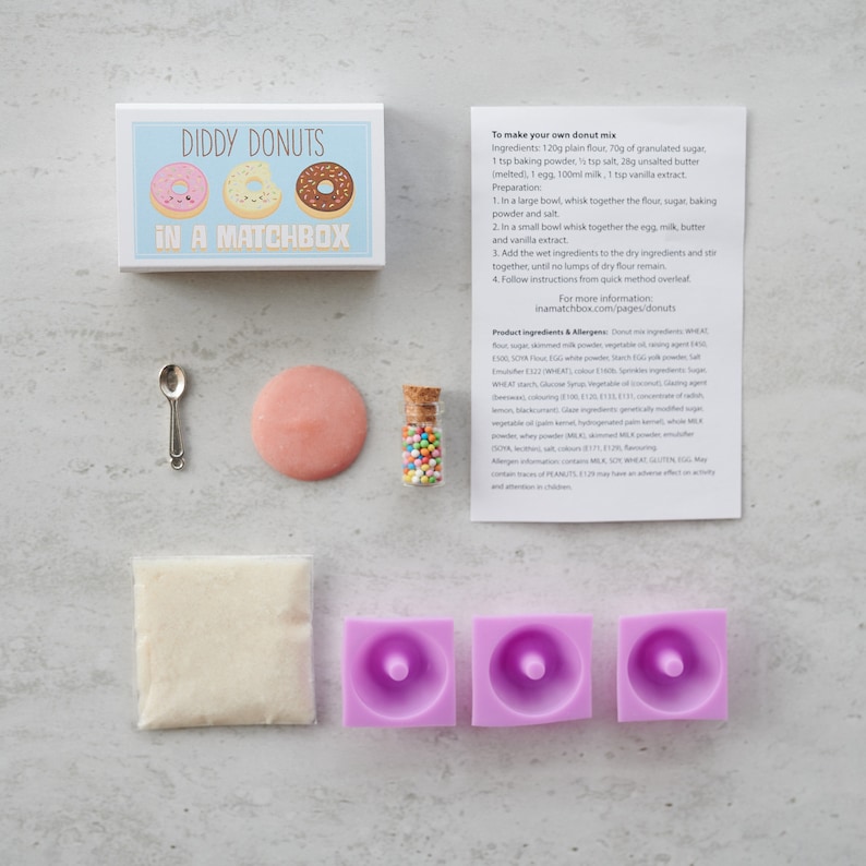 Make Your Own Diddy Donuts In A Matchbox, Miniature Food, Miniature Cooking, Baking Kit, Best Friend Gift, Birthday Gift image 6