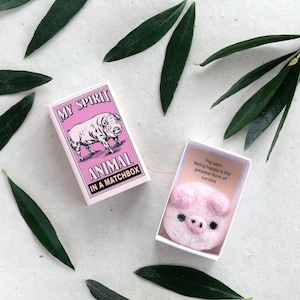 Handmade Wool Felt Pig Spirit Animal Gift In A Matchbox, Best Friend Gift, Cute Pig Gift, Pig Spirit Animal, Pig Totem