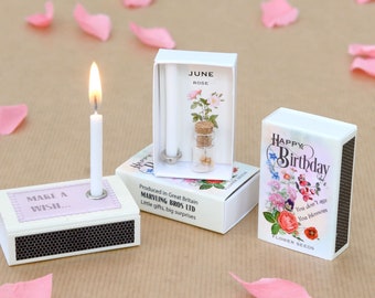 June Birth Flower Seeds In A Matchbox, Birthday Gifts For Her, Birthday Card For Her, Rose Birth Flower