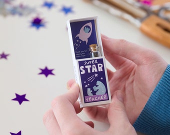 Super Star Teacher Meteorite Gift In A Matchbox, Teachers Gift, Teacher Card, Unique Gift For Teacher